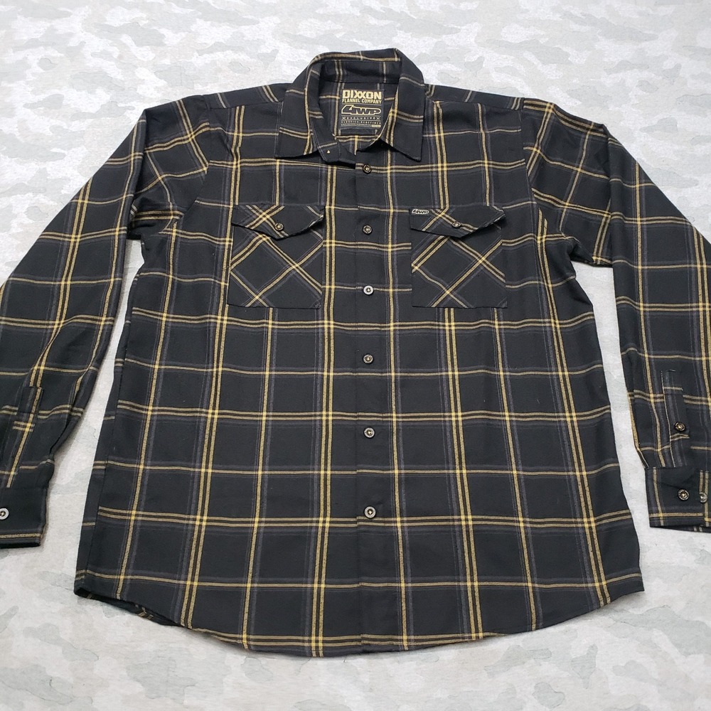 Dixxon Flannel Shirt Mens 2XL Black Plaid 4WP D-Tech Long Sleeve Button-Up Biker